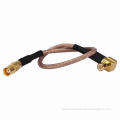RF Pigtail Cable, Right Angle MCX Male to SMB Female, 50 Ohms Impedance
